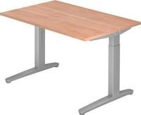 Schreibtisch TOPAS LINE, manuell h&ouml;heneinstellbar, B 1200 mm, Nussbaum/silber/silber