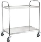 Servierwagen, Edelstahl, Ladefl&auml;che L 820 x B 500 mm, Traglast 100 kg, 2 Etagen