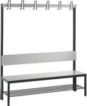 Garderobenbank Basic Plus, 1-seitig, R&uuml;ckenlehne, mit Schuhrost, Fu&szlig;gestell