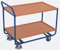 Tischwagen, Stahl/MDF-Platte, Enzianblau/Buche-Dekor, 2 Etagen, L 970 x B 570 mm,