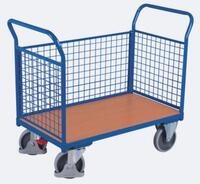 Sch&auml;fer Shop Select Dreiwandwagen, Stahl/MDF-Platte, Enzianblau/Buche-Dekor, L 1200