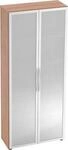Glast&uuml;renschrank TARA, 5 Ordnerh&ouml;hen, B 800 x T 346 x H 1880 mm, Nussbaum-Dekor