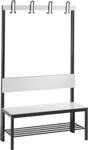 Garderobenbank Basic Plus, 1-seitig, R&uuml;ckenlehne, mit Schuhrost, Fu&szlig;gestell