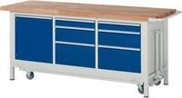 RAU Werkbank Serie 8570, absenkbar, 6 Schubladen, 1 T&uuml;r mit Fachboden 156843
