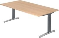 Schreibtisch TOPAS LINE, manuell h&ouml;heneinstellbar, B 2000 mm, Eiche/graphit/alu