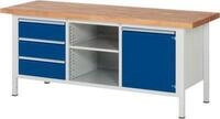 Werkbank Serie 8563, 3 Schubladen, 1 Fachboden, T&uuml;r mit Fachboden, T 700 mm