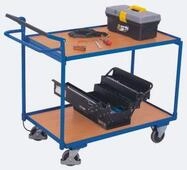 Tischwagen, Stahl/MDF-Platte, Enzianblau/Buche-Dekor, 2 Etagen, L 985 x B 605...