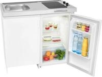 Exquisit Mini-K&uuml;che KK1085 mit Glaskeramik-Kochfeld, 76 l K&uuml;hlschrank, Sp&uuml;le,
