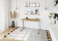 Home Office Tisch, Rechteck, C-Fu&szlig;, B 1400 x T 672 x H 650-850 mm, Wildeiche/silber
