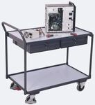 Leichter ESD-Tischwagen, Stahl/Spanplatte, Graphitgrau/Lichtgrau, 2 Etagen, L 985 x B