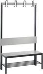 Garderobenbank Basic Plus, 1-seitig, R&uuml;ckenlehne, mit Schuhrost, Fu&szlig;gestell