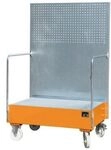 Fahrbare Auffangwanne, aus Stahl, 215 l Auffangvolumen f&uuml;r 2 x 200-Liter F&auml;sser,