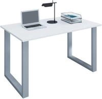 Schreibtisch, Rechteck, B&uuml;gelfu&szlig;, B 1400 x T 500 x H 760 mm, wei&szlig;/silber