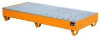 Stahl-Auffangwanne mit Gitterrost, 1800 x 800 mm, orange RAL 2000