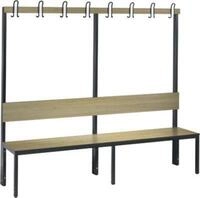 Garderobenbank Basic Plus, 1-seitig, R&uuml;ckenlehne, ohne Schuhrost, Fu&szlig;gestell