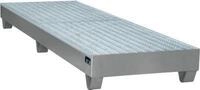 Stahl-Auffangwanne mit Gitterrost, 2400 x 800 mm, grau RAL 7005