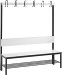 Garderobenbank Basic Plus, 1-seitig, R&uuml;ckenlehne, mit Schuhrost, Fu&szlig;gestell