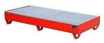 Stahl-Auffangwanne mit Gitterrost, 1800 x 800 mm, rot RAL 3000