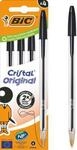 BIC Cristal Original Kugelschreiber Schwarz, 4er Box, 1,0 mm, mittlere Spitze