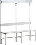 Umkleidebank, Edelstahlrohr/Alu, einfach mit Garderobenteil, L 1500 mm,...