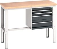 Bott Werkbank cubio, manuell h&ouml;henverstellbar, Buche-Multiplexplatte, B 1500 x...