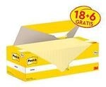 Post-it&reg; Haftnotizen Notes 655-CY-VP24, B 127 x T 76 mm, PEFC&reg;-Papier, gelb, 18 + 6