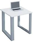 Schreibtisch, Rechteck, B&uuml;gelfu&szlig;, B 800 x T 500 x H 760 mm, wei&szlig;/silber