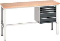 Bott Arbeitstisch, manuell h&ouml;henverstellbar, Buche-Multiplexplatte, B 2000 x T...