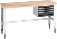Bott Werkbank cubio mobil mit H&auml;ngeschrank, Buche-Multiplexplatte, B 2000 x T...