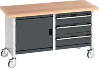 Bott Kastenwerkbank Cubio, 4 Lenkrollen, 3 Schubladen, 1 T&uuml;r, 40 mm