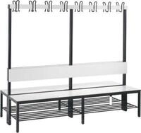 Garderobenbank Basic Plus, 2-seitig, R&uuml;ckenlehne, mit Schuhrost, Fu&szlig;gestell