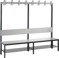 Garderobenbank Basic Plus, 1-seitig, R&uuml;ckenlehne, mit Schuhrost, Fu&szlig;gestell