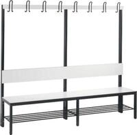 Garderobenbank Basic Plus, 1-seitig, R&uuml;ckenlehne, mit Schuhrost, Fu&szlig;gestell