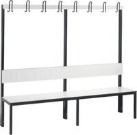 Garderobenbank Basic Plus, 1-seitig, R&uuml;ckenlehne, ohne Schuhrost, Fu&szlig;gestell