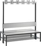 Garderobenbank Basic Plus, 2-seitig, R&uuml;ckenlehne, mit Schuhrost, Fu&szlig;gestell