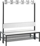 Garderobenbank Basic Plus, 2-seitig, R&uuml;ckenlehne, mit Schuhrost, Fu&szlig;gestell