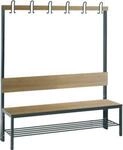 Garderobenbank Basic Plus, 1-seitig, R&uuml;ckenlehne, mit Schuhrost, Fu&szlig;gestell