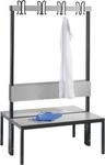 Garderobenbank Basic Plus, 2-seitig, R&uuml;ckenlehne, ohne Schuhrost, Fu&szlig;gestell