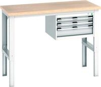 Bott Werkbank cubio, manuell h&ouml;henverstellbar, Buche-Multiplexplatte, B 1500 x...