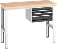 Bott Werkbank cubio, manuell h&ouml;henverstellbar, Buche-Multiplexplatte, B 1500 x...