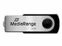 USB Stick MediaRange Serie MR, 64 GB, USB 2.0, Drehkappengehäuse, B 11 x T 11 x H 56