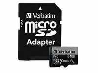 Verbatim PRO - Flash-Speicherkarte (SD-Adapter inbegriffen) - 64 GB - UHS Class 3 /