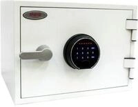 Feuerschutzschrank FS 1281 F, mit Fingerprintschloss, Stahl, signalwei&szlig; RAL 9003