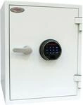 Feuerschutzschrank FS 1283 F, Fingerprintschloss, Stahl, signalwei&szlig; RAL 9003