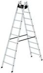 Munk Sprossen-Stehleiter, Aluminium, Rechteckrohr-Holme, geriffelte Sprossen,