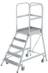 Munk Podesttreppe, 5 Stufen, einseitig begehbar, Rechteckrohr-Holme, Plattform B 600