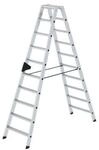 Munk Stufen-Stehleiter, 2 x 10 Stufen, Rechteckrohr-Holme, 80 mm geriffelte Stufen,