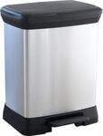 Curver Tritt-M&uuml;lleimer Decobin, 80 % Recycling-Kunststoff, Metalloptik, B 390 x T