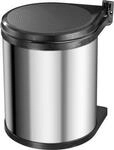 Abfallsammler Hailo Compact-Box M, 15 l, rund, Dreh-Kipp-Deckel, Edelstahl