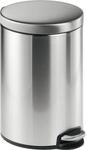 Treteimer Metall rund, Soft Close, 12 Liter, Edelstahl